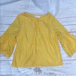 Rafaella Yellow Bell Sleeve Ruffled Blouse